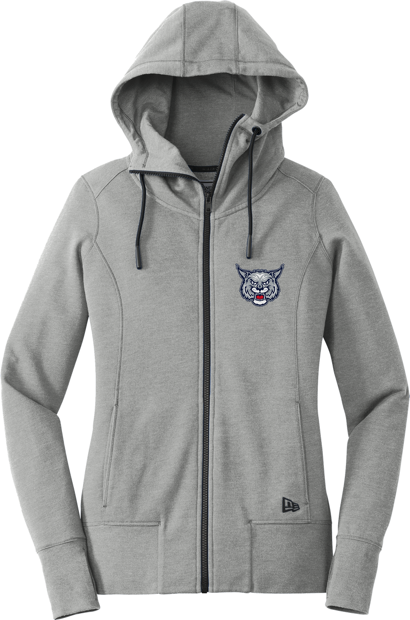 CT Bobcats New Era Ladies Tri-Blend Fleece Full-Zip Hoodie