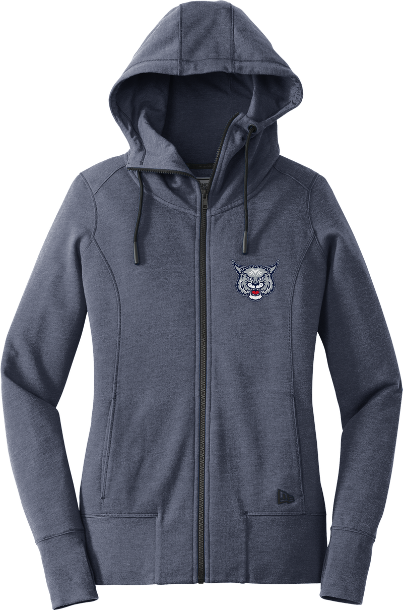 CT Bobcats New Era Ladies Tri-Blend Fleece Full-Zip Hoodie